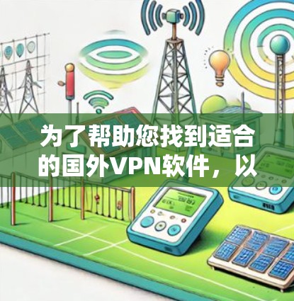 为了帮助您找到适合的国外VPN软件，以下是一些推荐，涵盖了不同的需求和特点