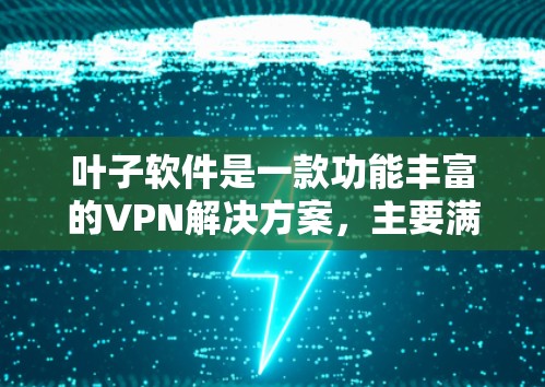 叶子软件是一款功能丰富的VPN解决方案，主要满足用户在不同设备上进行流媒体、视频通话和在线游戏等加密传输的需求。以下是关于叶子软件的详细介绍