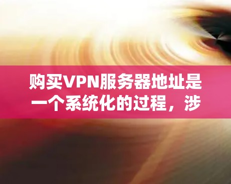 购买VPN服务器地址是一个系统化的过程，涉及多个步骤和考虑因素。以下是一个详细的步骤指南，帮助您系统地完成这个过程