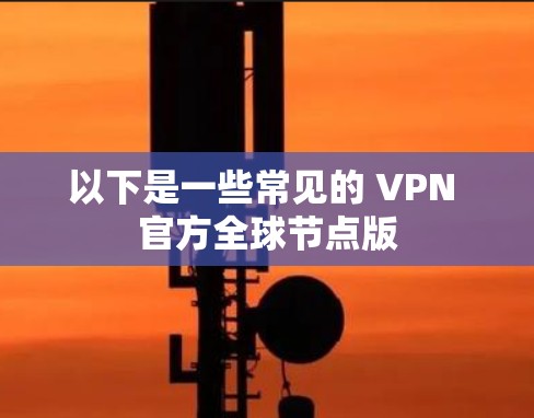以下是一些常见的 VPN 官方全球节点版