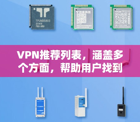 VPN推荐列表，涵盖多个方面，帮助用户找到最适合他们的VPN软件