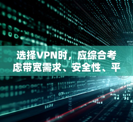选择VPN时，应综合考虑带宽需求、安全性、平台安全性和用户界面等因素。以下是一些步骤性的建议
